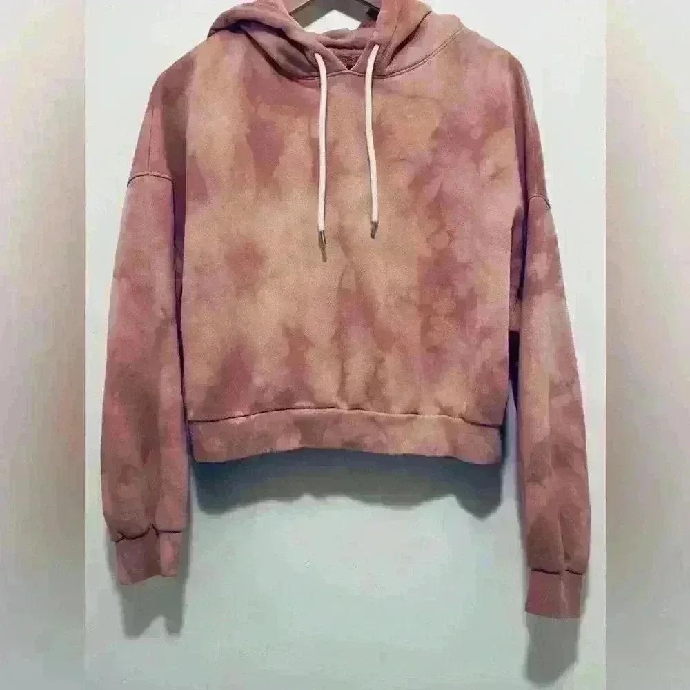 GAP Vintage Soft Cropped Hoodie in Pjnk Tie Dye, Women’s Size Small